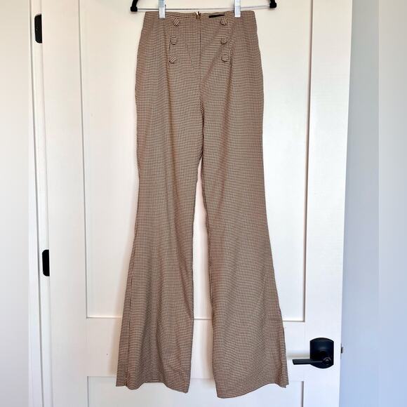 MAJORELLE Arlana Pant in Brown Check Size XS - Picture 1 of 12